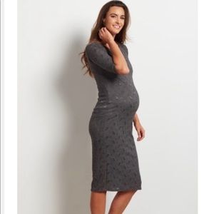 Pinkblush maternity charcoal lace fitted dress